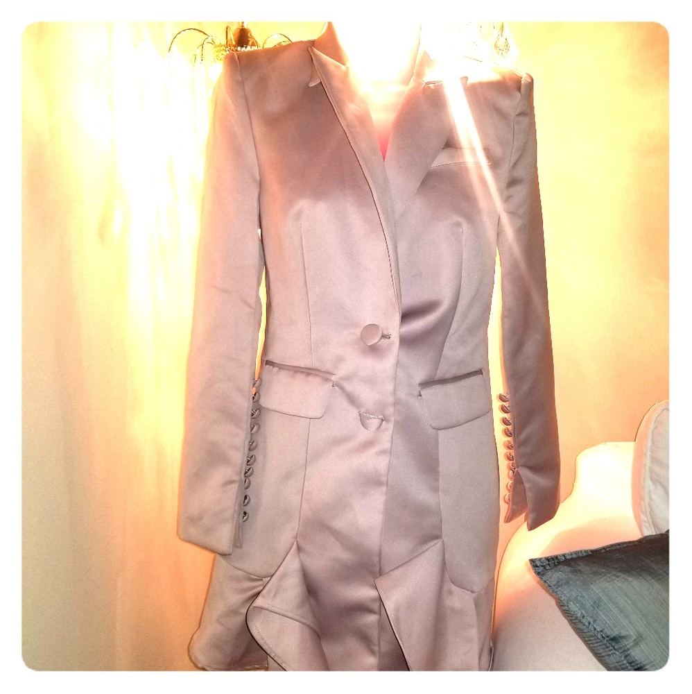 Pink sateen blazer dress